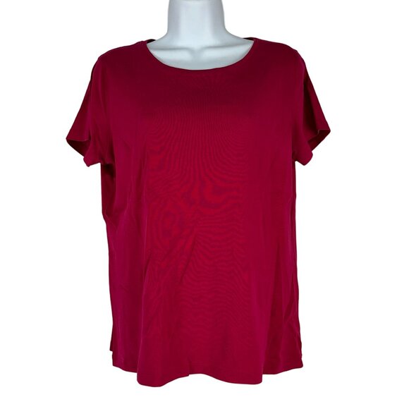 St. John's Bay Women's Petite Classic Tee T-Shirt Size M Pink - Picture 1 of 4